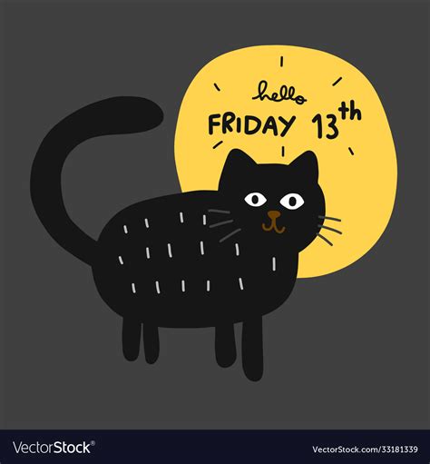 Friday 13th Black Cat And Full Moon Cartoon Vector Image