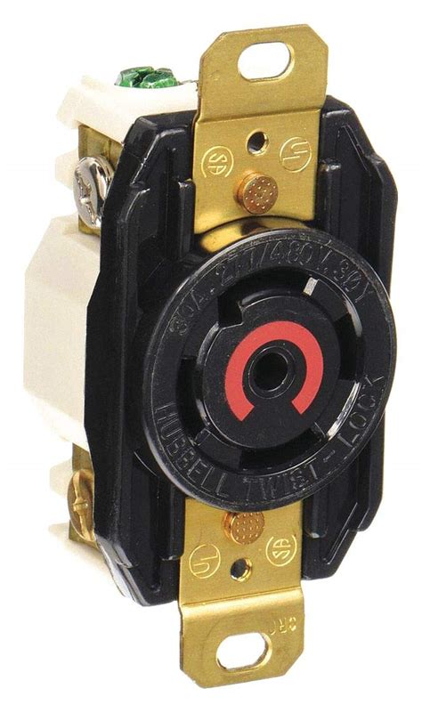 Hubbell Wiring Device Kellems Black Locking Receptacle 30 Amps 277