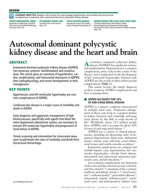 Pdf Autosomal Dominant Polycystic Kidney Disease And The Heart And Brain