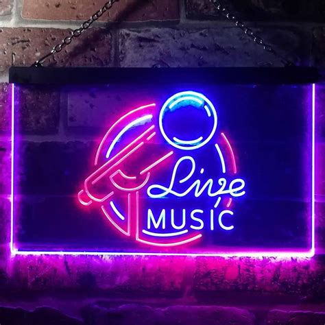Live Music Two Colors Led Home Bar Sign Three Sizes Get