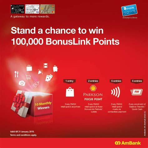Personally, i don't particularly like cards for airmiles assuming you want to purchase an item worth rm100 with your credit card from a bonuslink/bcard participating merchant AmBank Stand a chance to win 100,000 BonusLink Points