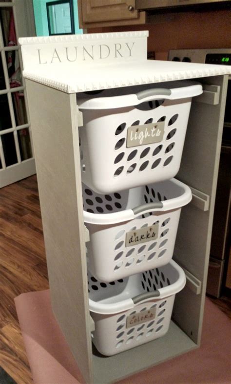 Build a handy organizer to keep all your laundry items. laundry area by building this easy laundry basket dresser