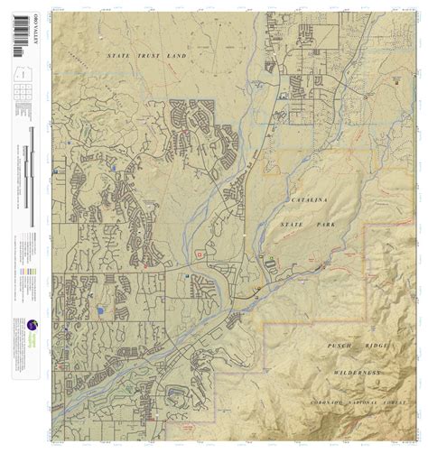 Oro Valley Arizona 75 Minute Topographic Map Color Hillshade By Apogee Mapping Inc