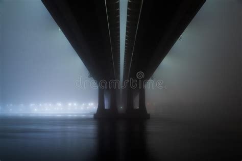 Bridge In The Fog Or Mist By Night Stock Image Image Of Architecture
