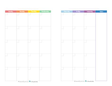 We have yearly, monthly, weekly calendar templates optimized for printing on letter and a4 sized paper in your home or office printer. Blank 2 Page Per Month Calendar Half Size Rainbow | Weekly ...