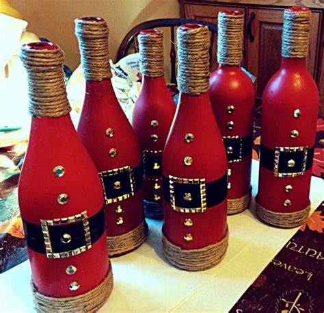 Can Do Christmas Wine Bottles Wine Bottle Diy Crafts Santa Wine Bottle