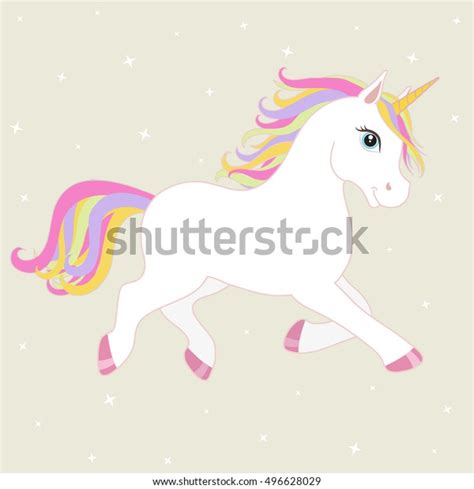 White Vector Unicorn Multicolored Mane Horn Stock Vector Royalty Free