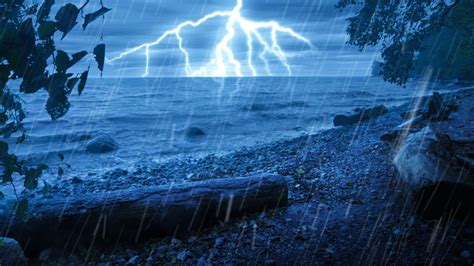 Rain 🌧 Thunder 🌩 Ocean Waves 🌊 Sleep To Thunderstorm And Water White