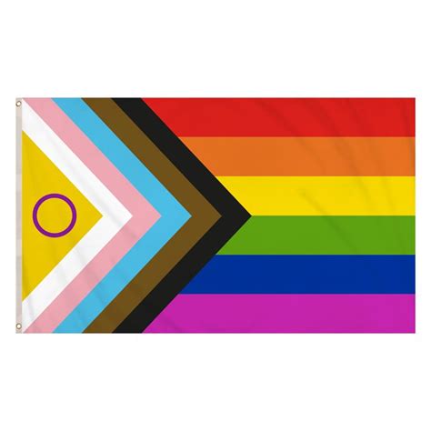 intersex progress pride lgbtq flag 5ft x 3ft polyester double stitched seam metal eyelets