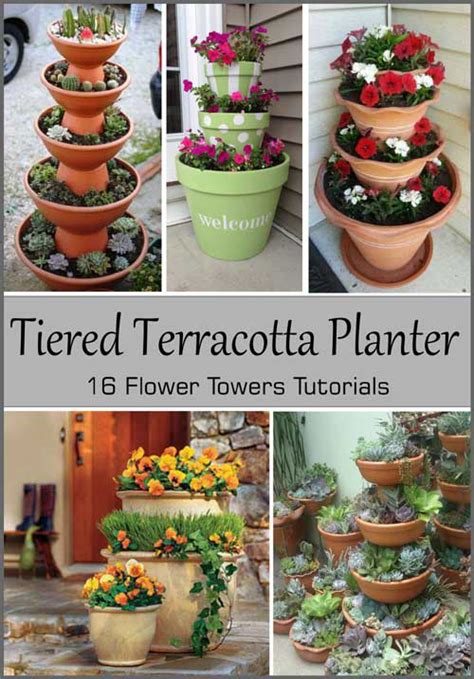 Tiered Terracotta Planter Tutorials 16 Flower Towers Clay Pot