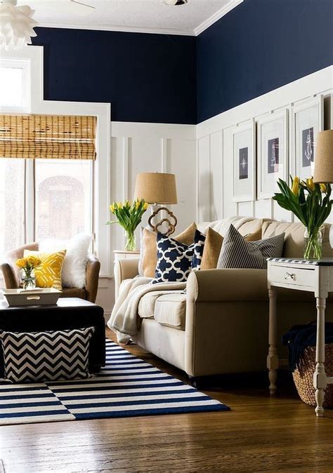 Cool Living Room Colors Make Your Home Comfortable 07 Navy Living