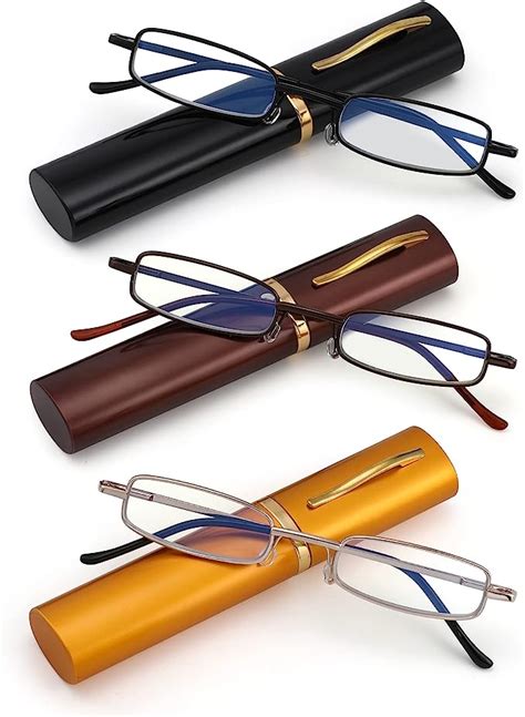 Sophily 3 Pack Slim Pocket Reading Glasses For Men Women Blue Light Blocking Compact