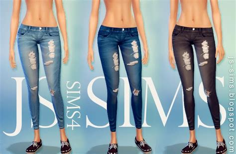 My Sims 4 Blog Ts3 To Ts4 Denim Ripped Jeans For Females By Js Sims 4