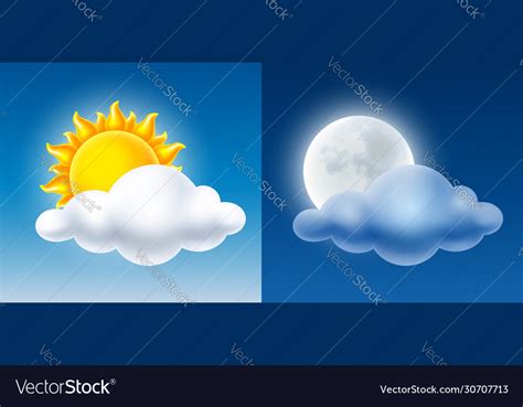 Day And Night Sky With Sun Moon And Cloud Vector Image