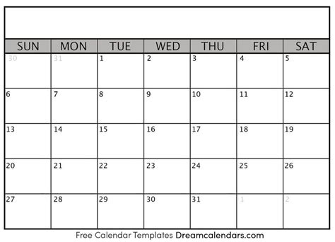 Blank Printable Calendar Template By Dreamcalendars On Deviantart