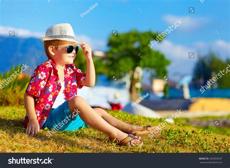 Happy Fashionable Kid On Summer Meadow Stock Photo 256355347 Shutterstock