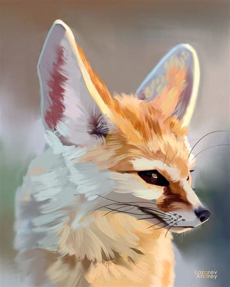 Artstation Fennec Andrey Lazarev Fox Painting Animal