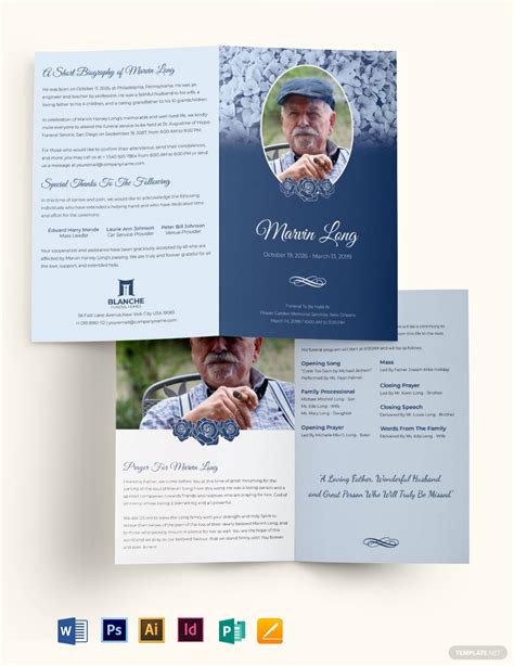 Printable Loving Memory Funeral Bi Fold Brochure Template In Indesign