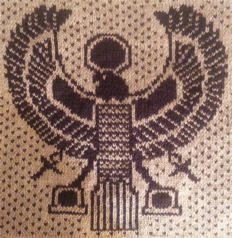 Easy to knit because you knit straight ahead for almost the whole work. Free Knitting Pattern for Egyptian Horus Block - symbolizes Horus in Egyptian mythology holding ...