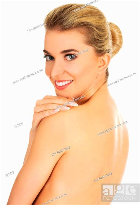 Babe Smile Topless Woman Touching Her Shoulder Stock Photo Picture And Low Budget Royalty