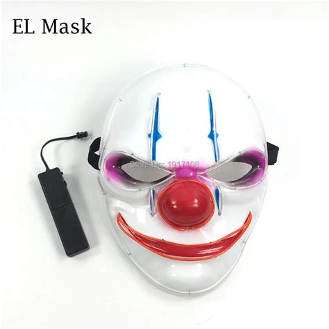 Wholesale Two Colors Halloween Clown Mask Led Masks El Wire Mask Neon