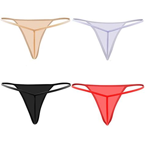 Justgoo Womens Sexy G String Cotton Thongs Panty Underwear Low Rise T Back Underpants Pack Of 4