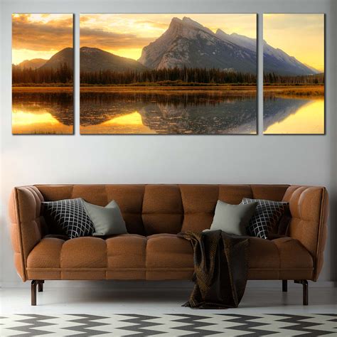 Mount Rundle Canvas Wall Art Canada Yellow Cloudy Sunset Sky Multi Ca