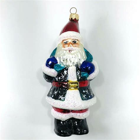 Christopher Radko 1997 Glasgow Santa Glass Christmas Ornament Black