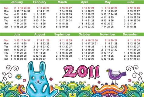 Handpainted Lucu Vektor Kalender 2011 Eps Ai Uidownload