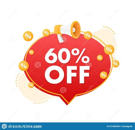 60 Percent Off Sale Discount Banner With Megaphone Discount Offer