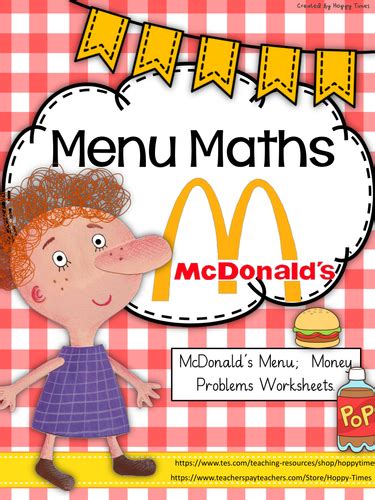 Share template on twitter share template on facebook. McDonald's Menu Maths (money worksheets and menu) by ...