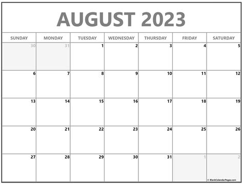Printable August Calendar 2023 Free