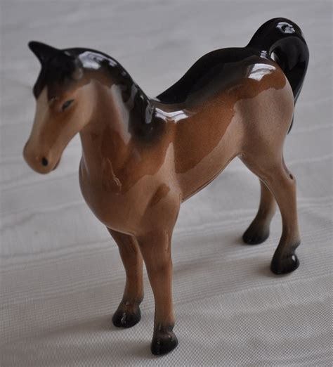 Vintage Porcelain Horse Figurine Brown Bay Gloss Unmarked Etsy