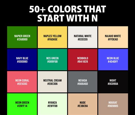50 Colors That Start With N Names And Color Codes Creativebooster