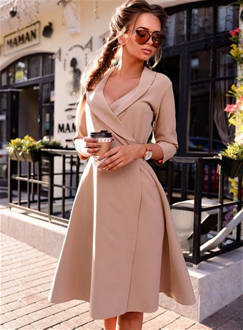 Fall 2017 Fashion Women Office Dress Autumn Winter Vintage Prom Party