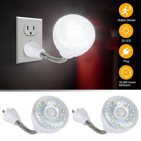 Led Motion Sensor Plug In Night Light With Flexible Gooseneck Auto On