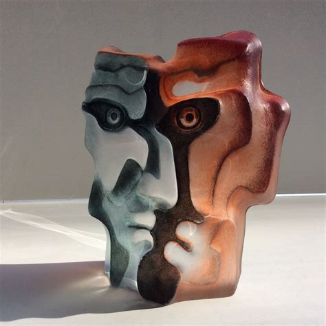 Målerås Crystal Masq Sculpture By Mats Jonasson Sweden 1990s Copper