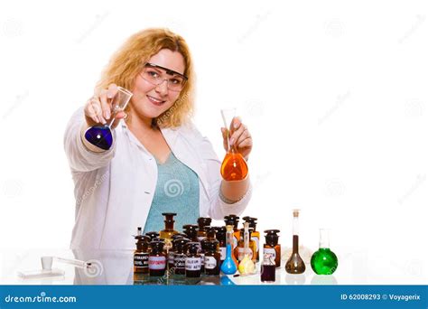 Female Chemistry Student With Glassware Test Flask Stock Image Image