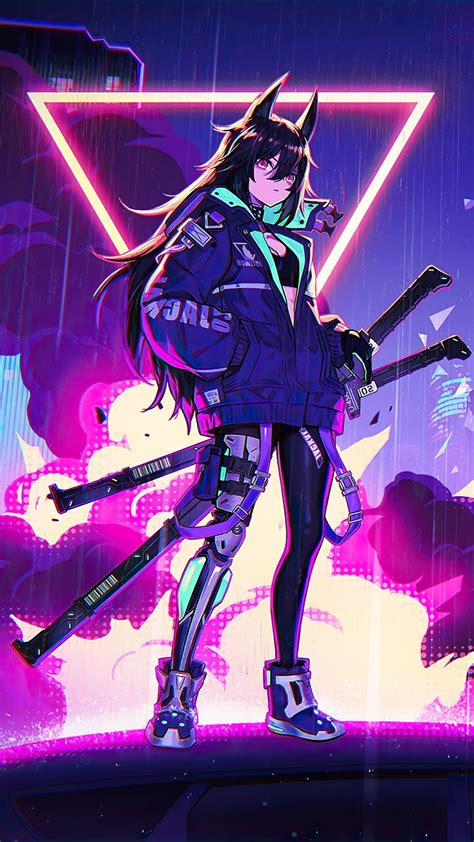 Neon Anime Girl Backiee