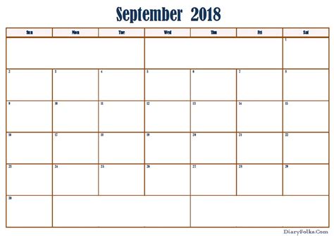 September 2018 Calendar Excel Printable Gantt Chart Templates Schedule