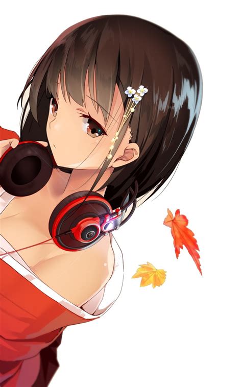 Download 800x1280 Anime Girl Japanese Clothes Headphones Short Hair