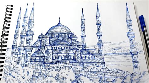 The Blue Mosque Sultan Ahmet Camii Istanbul Pen Drawing Sounds Asmr