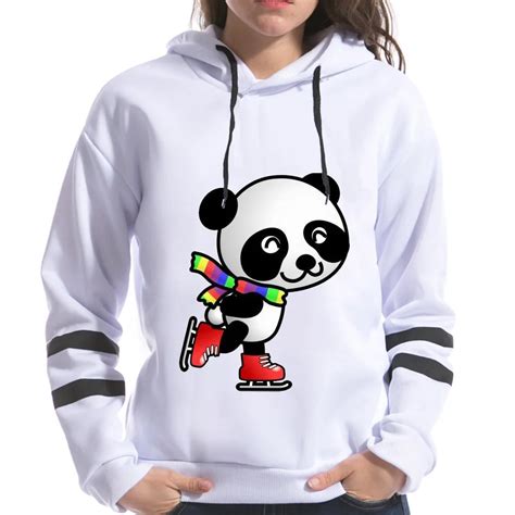 Women Panda Kawaii Print New Fashion Long Sleeve Hoodies Bamboo