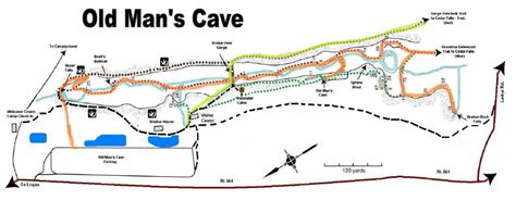 Old Mans Cave Map Cedar Falls Hocking Hills State Park Man Cave