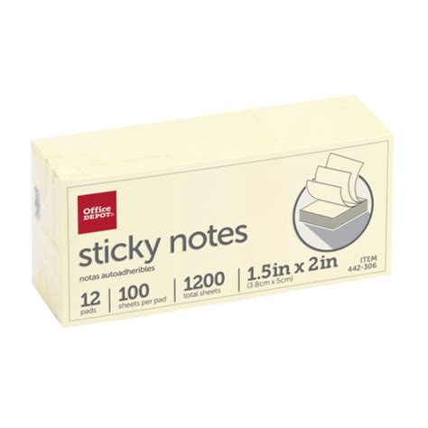 Office Depot Brand Sticky Notes 1 12 X 2 Yellow 100 Sheets Per