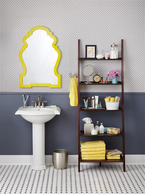 This bathroom shelf is a new take on our classic shelf, and has a sliding door to provide hidden storage. Cottage Bathroom-Look? Add This Bathroom Ladder Shelf ...