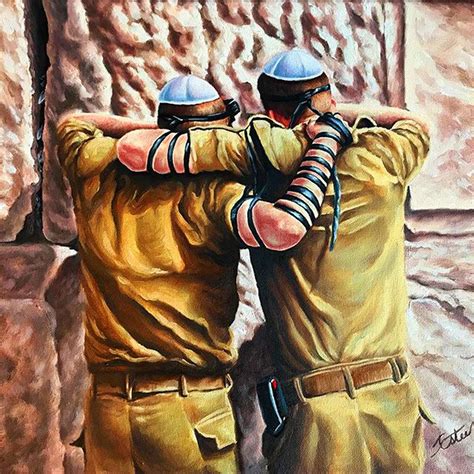 Israeli Soldiers Praying At The Temple Wall Jewish Art Soldier