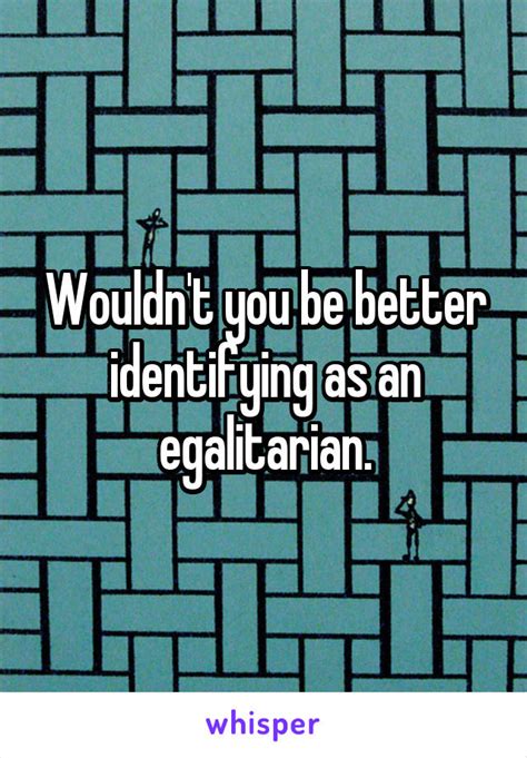 Wouldnt You Be Better Identifying As An Egalitarian