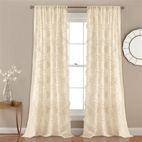 Lush Decor Ruffle Diamond Window Curtain Ivory Set 54x84