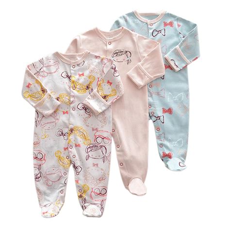 Wholesale 3 Pack Full Print Footed Baby Romper 100 Cotton Baby
